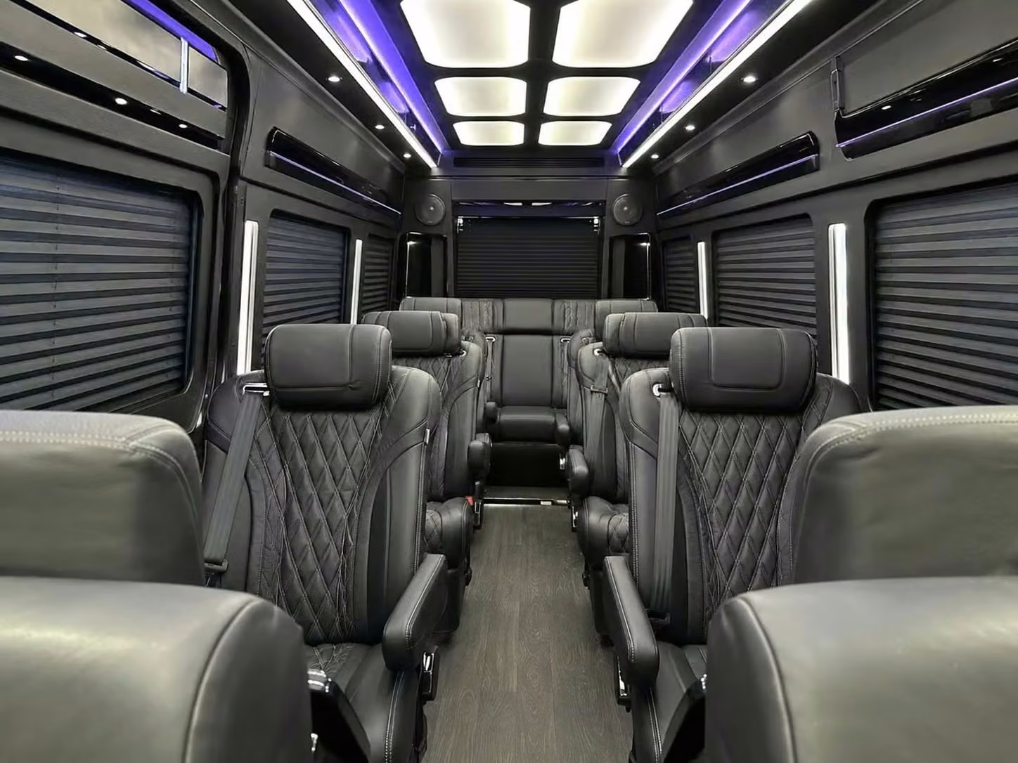 coachella sprinter van rental with driver reclining seats