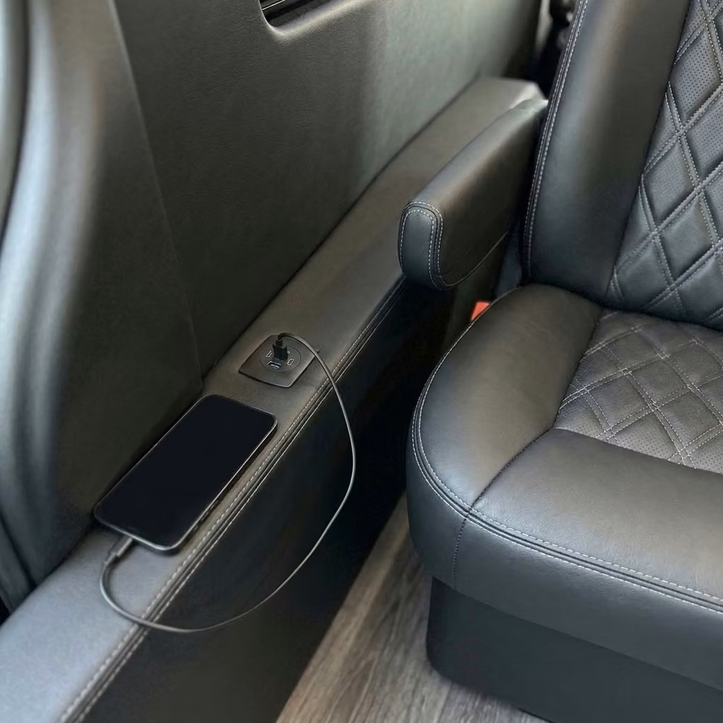 coachella sprinter van rental with driver usb charging